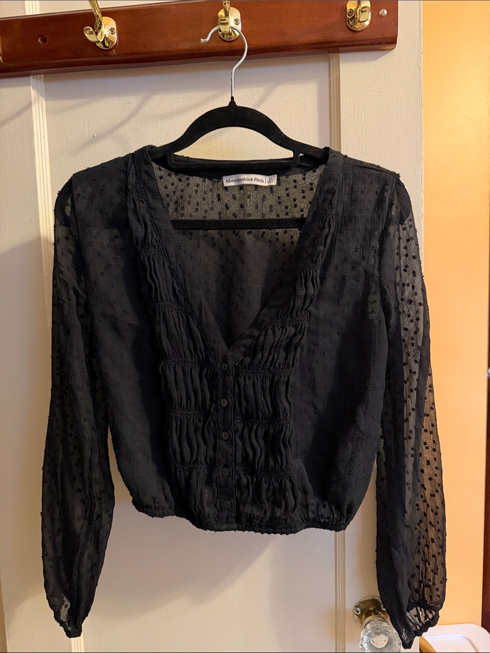 Vintage Abercrombie & Fitch Black Sheer Blouse